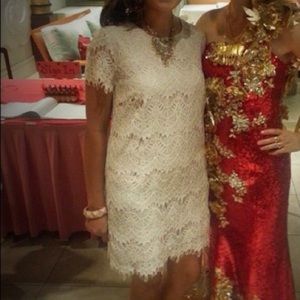 F2[ Bridal Shower dress Eyelash Lace forever 21 shift dress zipper small s